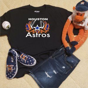 Houston Astros Baseball Custom Star Black Tshirt W